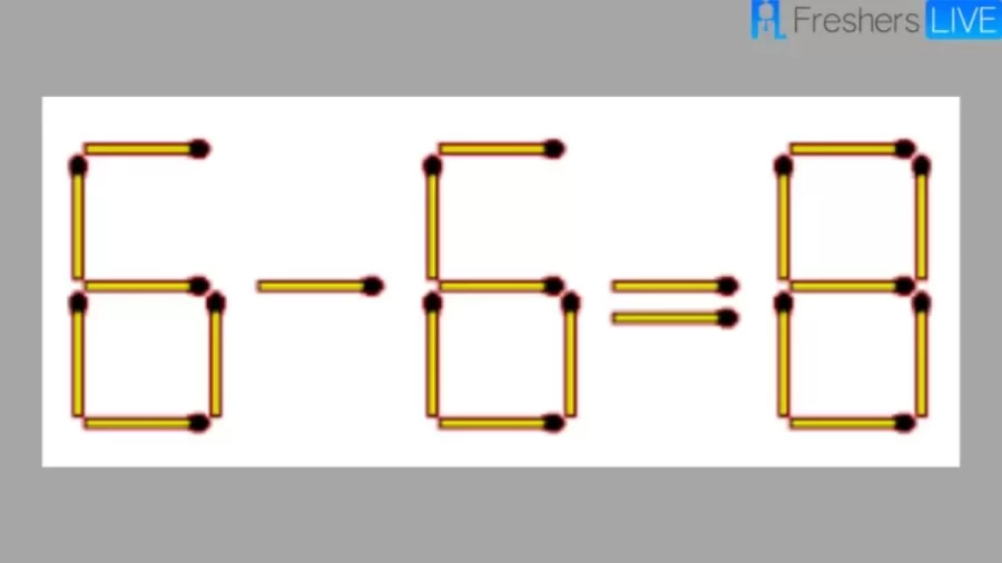 Brain Teaser Matchstick Puzzles: Can You Move 1 Matchstick To Fix The Equation 6-6=8?