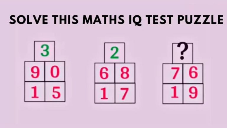 Brain Teaser Maths IQ Test Puzzle: Solve and Find the Missing Number