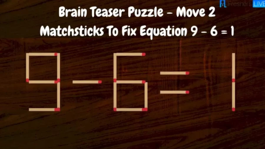 Brain Teaser: Move 2 Matchsticks To Fix Equation 9 - 6 = 1