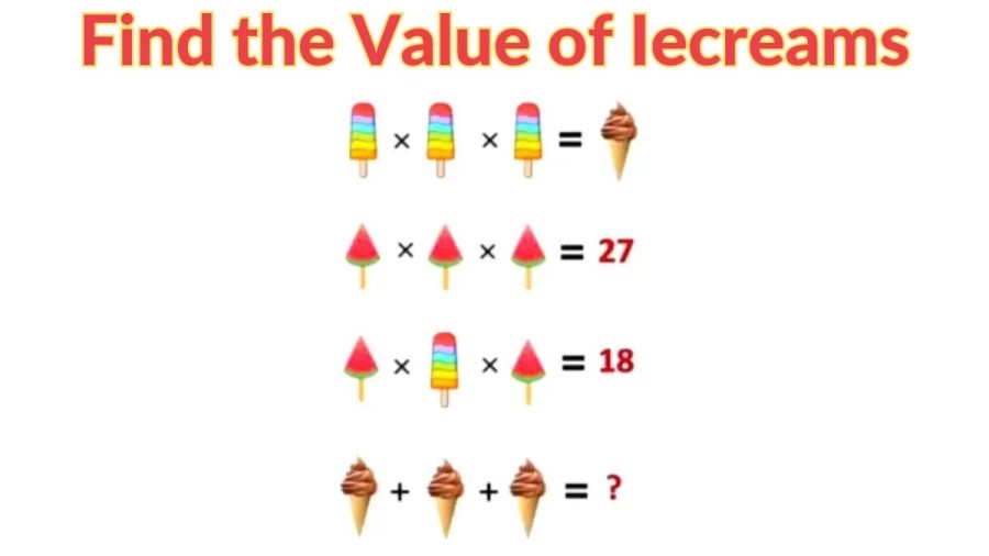 Brain Teaser: Solve and Find the Value of Iecreams