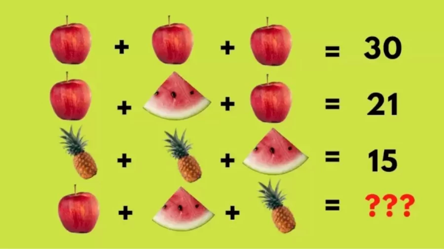 Find The Missing Number And Solve This Fruit Maths Puzzle Brain Teaser