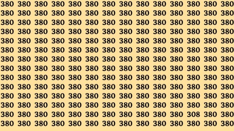 Finding 308 Optical Illusion: Can you find the Number 308 among 380 in 10 Seconds?