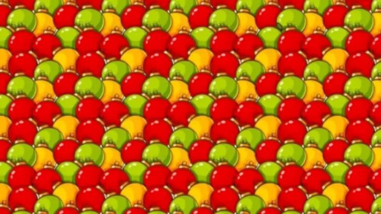 Most Of The People Cannot See The Apple Among These Christmas Spheres. Can You See It In This Optical Illusion?