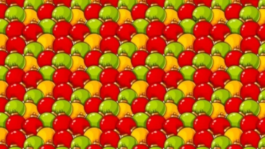 Most Of The People Cannot See The Apple Among These Christmas Spheres. Can You See It In This Optical Illusion?