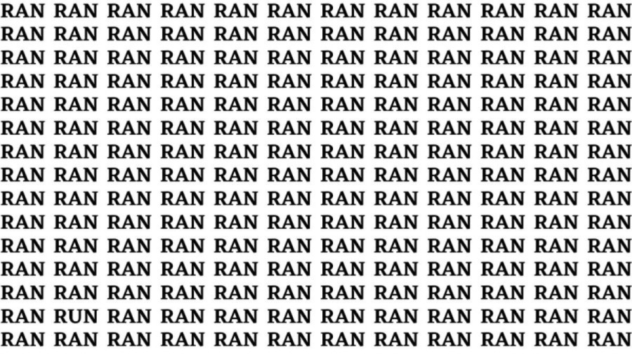 Optical Illusion: If you have Eagle Eyes Find the word Run among Ran in 15 Secs