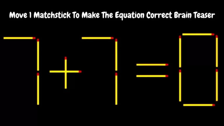 7+7=0 Move 1 Matchstick To Make The Equation Correct Brain Teaser