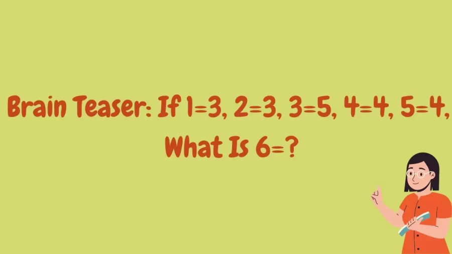Brain Teaser: If 1=3, 2=3, 3=5, 4=4, 5=4, What Is 6=?