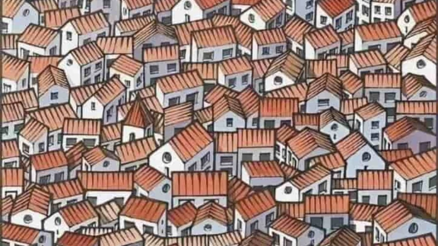 Can You Find A Hidden Cat Among The Houses In 8 Seconds? Explanation And Solution To The Hidden Cat Optical Illusion