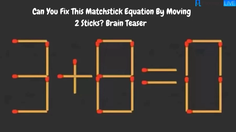 Can You Fix This Matchstick Equation By Removing 2 Sticks? Brain Teaser