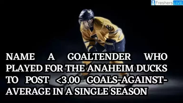 Name a goaltender who played for the Anaheim Ducks to post 





Explore the standout goaltender from the Anaheim Ducks who accomplished a goals-against-average of less than 3.00 in a single season and uncover the impressive performance of this skilled player.